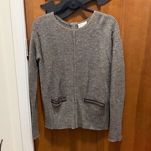 Bibelot Charcoal Knit Cardigan with Embellishments